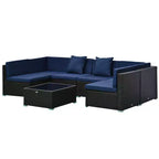 Ensemble de mobilier de jardin d’extérieur Outsunny de 7 pièces en rotin tressé moderne, idéal pour le jardin, la terrasse et la cour