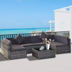 Ensemble de mobilier de jardin d’extérieur Outsunny de 7 pièces en rotin tressé moderne, idéal pour le jardin, la terrasse et la cour