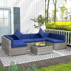 Ensemble de mobilier de jardin d’extérieur Outsunny de 7 pièces en rotin tressé moderne, idéal pour le jardin, la terrasse et la cour