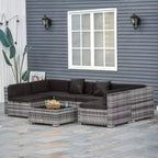 Ensemble de mobilier de jardin d’extérieur Outsunny de 7 pièces en rotin tressé moderne, idéal pour le jardin, la terrasse et la cour