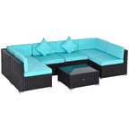 Ensemble de mobilier de jardin d’extérieur Outsunny de 7 pièces en rotin tressé moderne, idéal pour le jardin, la terrasse et la cour
