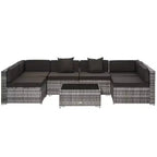 Ensemble de mobilier de jardin d’extérieur Outsunny de 7 pièces en rotin tressé moderne, idéal pour le jardin, la terrasse et la cour
