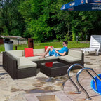 Ensemble de mobilier de jardin d’extérieur Outsunny de 7 pièces en rotin tressé moderne, idéal pour le jardin, la terrasse et la cour