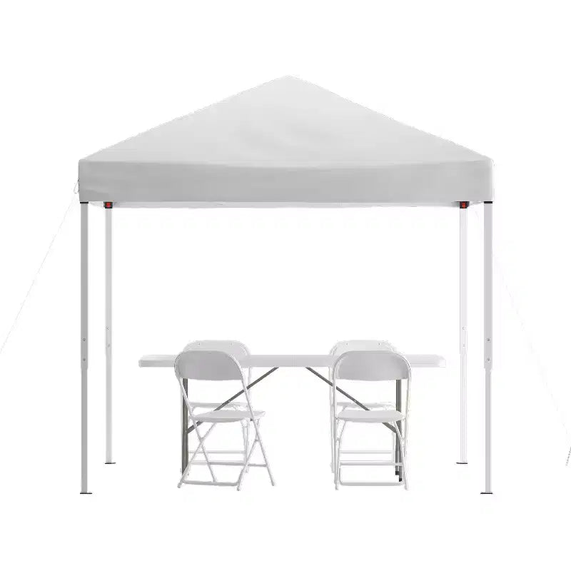 Flash Furniture Portable Tailgate/Event Tent Set - 8'x8' Pop Up Canopy Tent, 6-Foot Bi-Fold Table, Set of 4 Folding Chairs