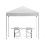 Flash Furniture Portable Tailgate/Event Tent Set - 8'x8' Pop Up Canopy Tent, 6-Foot Bi-Fold Table, Set of 4 Folding Chairs