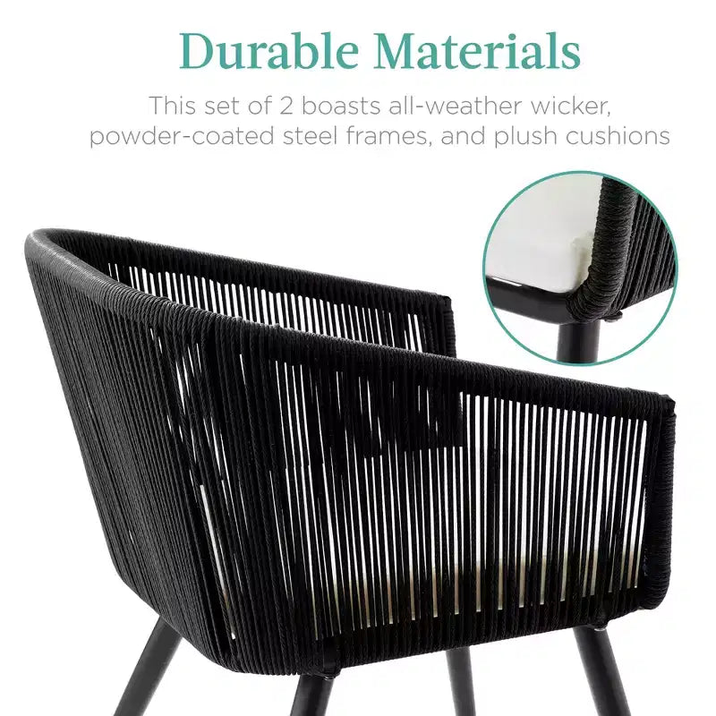 Best Choice Products Ensemble de 2 chaises de repas d’extérieur en résine tressée, capacité de 250 lb