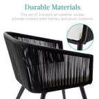 Best Choice Products Ensemble de 2 chaises de repas d’extérieur en résine tressée, capacité de 250 lb