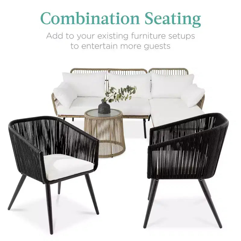 Best Choice Products Ensemble de 2 chaises de repas d’extérieur en résine tressée, capacité de 250 lb