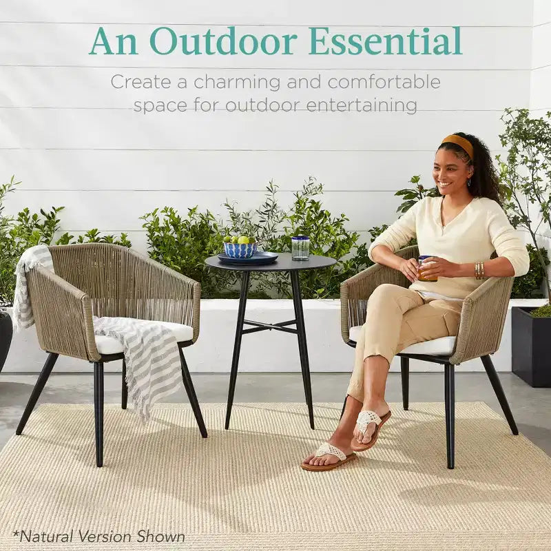 Best Choice Products Ensemble de 2 chaises de repas d’extérieur en résine tressée, capacité de 250 lb