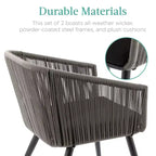 Best Choice Products Ensemble de 2 chaises de repas d’extérieur en résine tressée, capacité de 250 lb