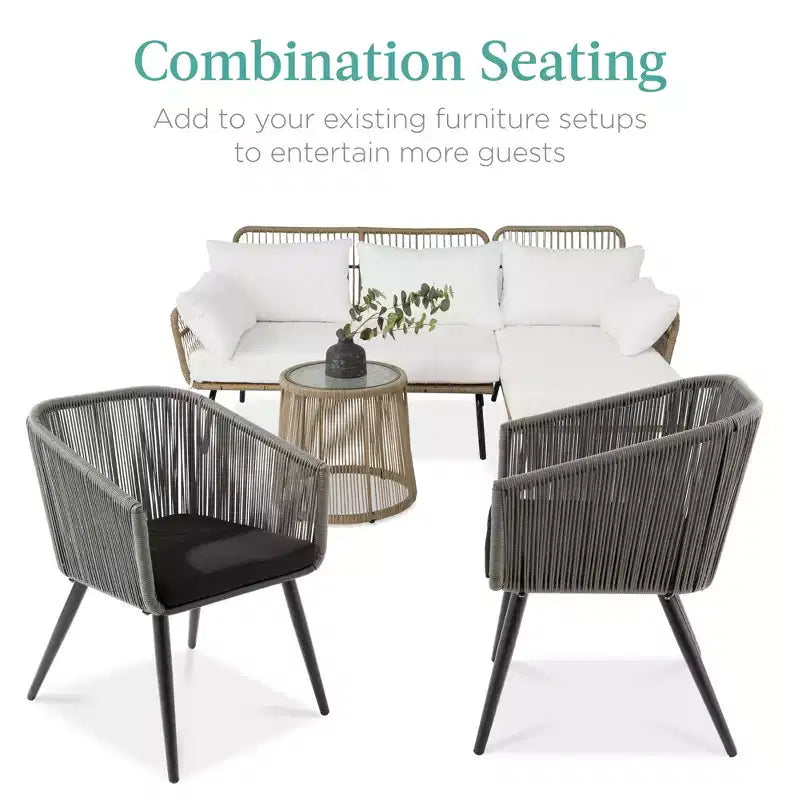 Best Choice Products Ensemble de 2 chaises de repas d’extérieur en résine tressée, capacité de 250 lb