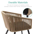 Best Choice Products Ensemble de 2 chaises de repas d’extérieur en résine tressée, capacité de 250 lb