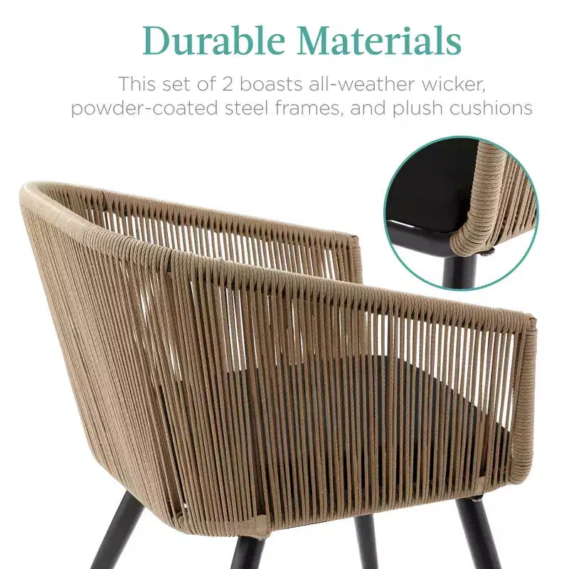 Best Choice Products Ensemble de 2 chaises de repas d’extérieur en résine tressée, capacité de 250 lb
