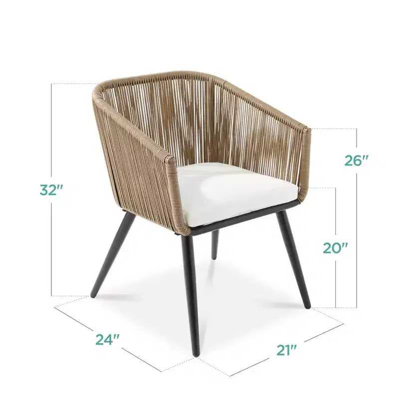Best Choice Products Ensemble de 2 chaises de repas d’extérieur en résine tressée, capacité de 250 lb