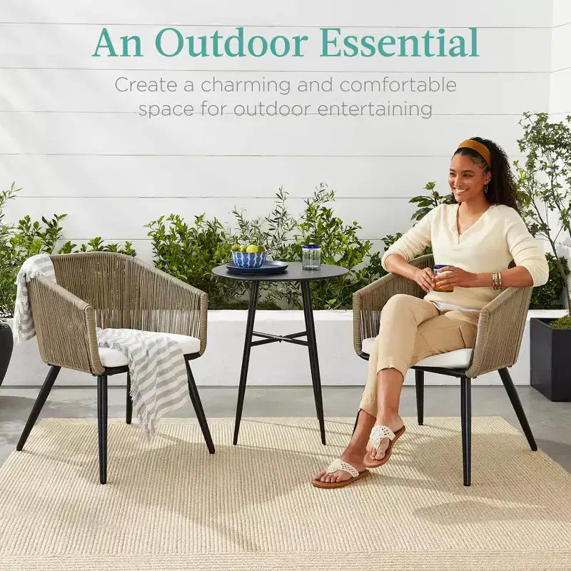 Best Choice Products Ensemble de 2 chaises de repas d’extérieur en résine tressée, capacité de 250 lb