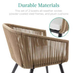 Best Choice Products Ensemble de 2 chaises de repas d’extérieur en résine tressée, capacité de 250 lb
