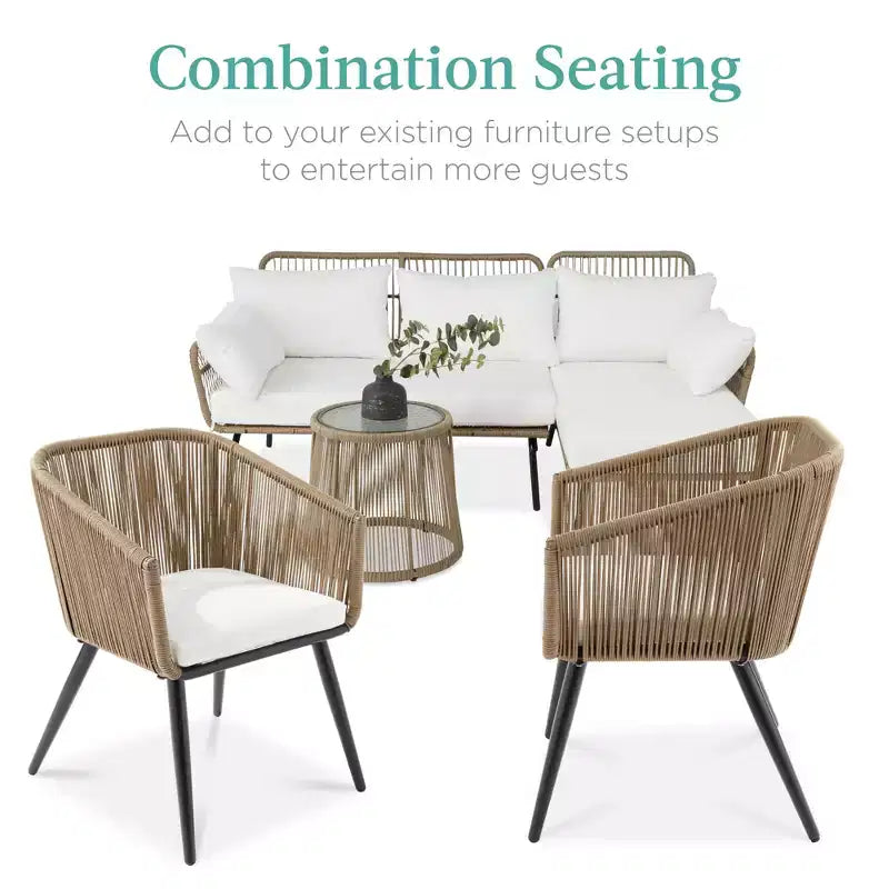 Best Choice Products Ensemble de 2 chaises de repas d’extérieur en résine tressée, capacité de 250 lb