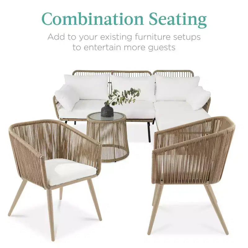 Best Choice Products Ensemble de 2 chaises de repas d’extérieur en résine tressée, capacité de 250 lb