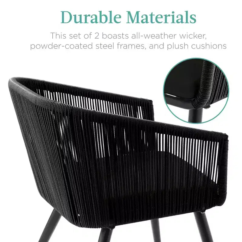 Best Choice Products Ensemble de 2 chaises de repas d’extérieur en résine tressée, capacité de 250 lb