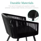 Best Choice Products Ensemble de 2 chaises de repas d’extérieur en résine tressée, capacité de 250 lb