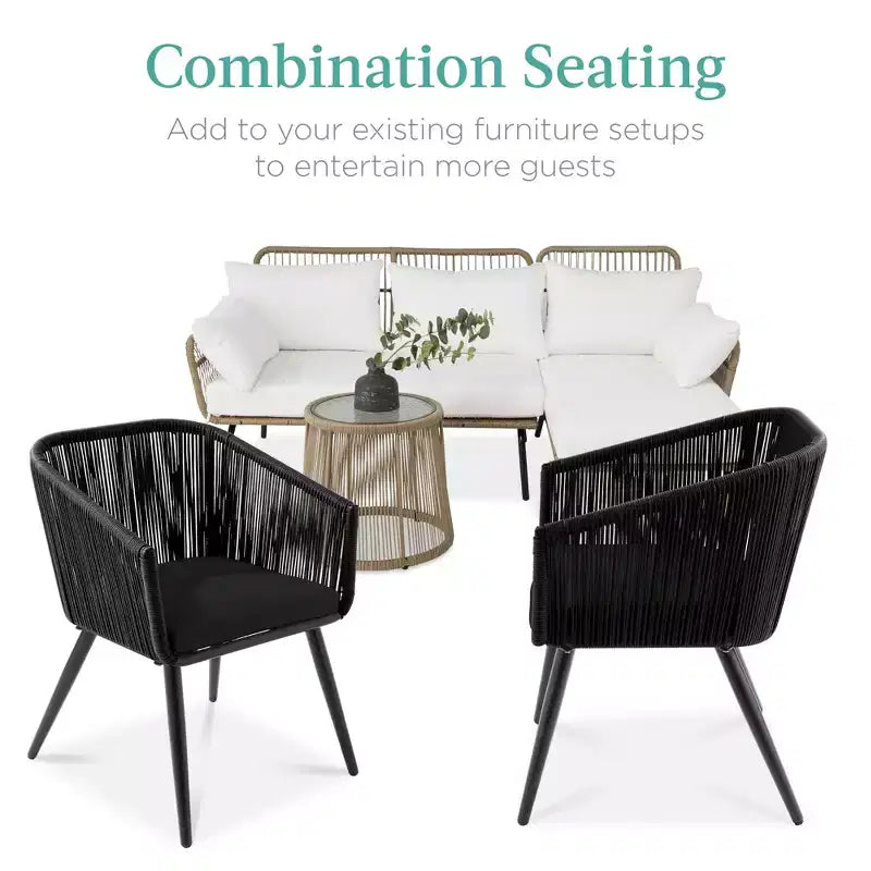 Best Choice Products Ensemble de 2 chaises de repas d’extérieur en résine tressée, capacité de 250 lb