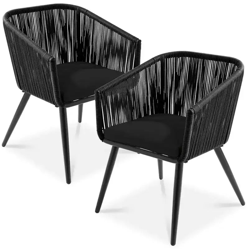 Best Choice Products Ensemble de 2 chaises de repas d’extérieur en résine tressée, capacité de 250 lb