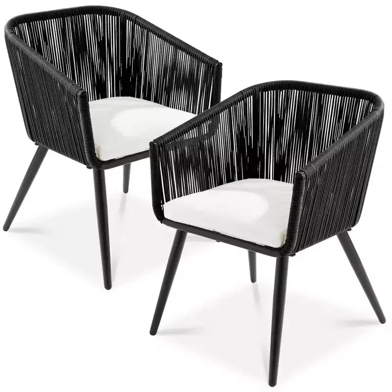 Best Choice Products set van 2 eetkamerstoelen voor buiten, van gevlochten wicker, draagvermogen 250lb