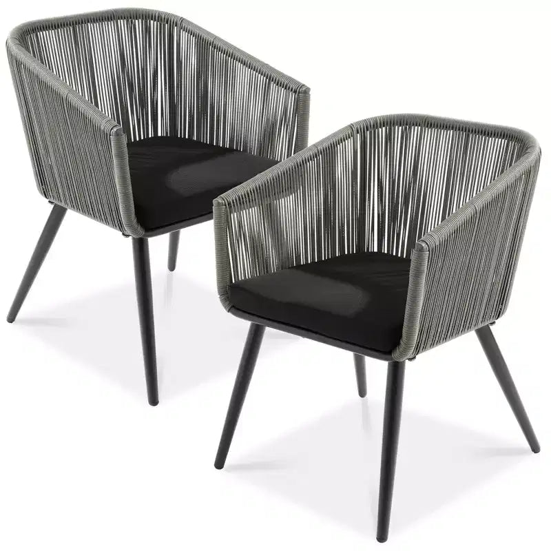 Best Choice Products set van 2 eetkamerstoelen voor buiten, van gevlochten wicker, draagvermogen 250lb