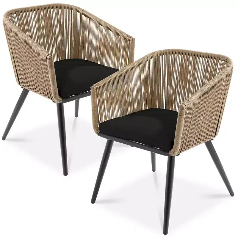 Best Choice Products set van 2 eetkamerstoelen voor buiten, van gevlochten wicker, draagvermogen 250lb
