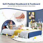 Costway Kids Upholstered Platform Bed Children Twin Size Wooden Bed Galaxy Pattern