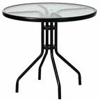 Ensemble de mobilier de patio bistro Costway, 3 pièces, fauteuil à bascule et table en verre