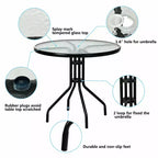 Ensemble de mobilier de patio bistro Costway, 3 pièces, fauteuil à bascule et table en verre