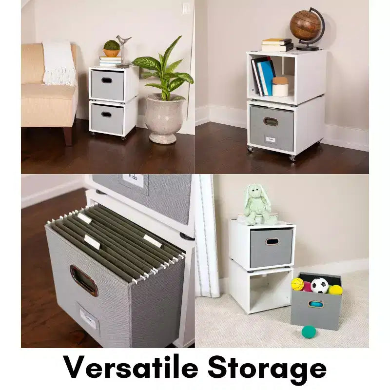 BirdRock Home Rollender Aktenschrank mit 1 seitlichen Schublade – weiß
