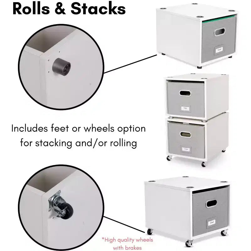 BirdRock Home Rollender Aktenschrank mit 1 seitlichen Schublade – weiß