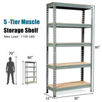 Costway 5-Tier Metal Storage Shelves 60'' Garage Rack W/Adjustable Shelves