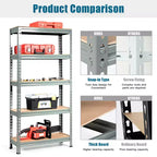 Costway 5-Tier Metal Storage Shelves 60'' Garage Rack W/Adjustable Shelves