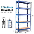 Costway 5-Tier Metal Storage Shelves 60'' Garage Rack W/Adjustable Shelves