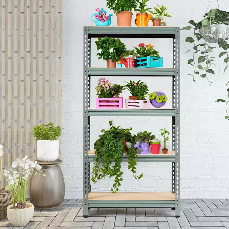 Costway 5-Tier Metal Storage Shelves 60'' Garage Rack W/Adjustable Shelves