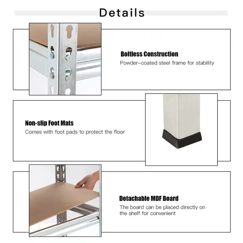 Costway 5-Tier Metal Storage Shelves 60'' Garage Rack W/Adjustable Shelves