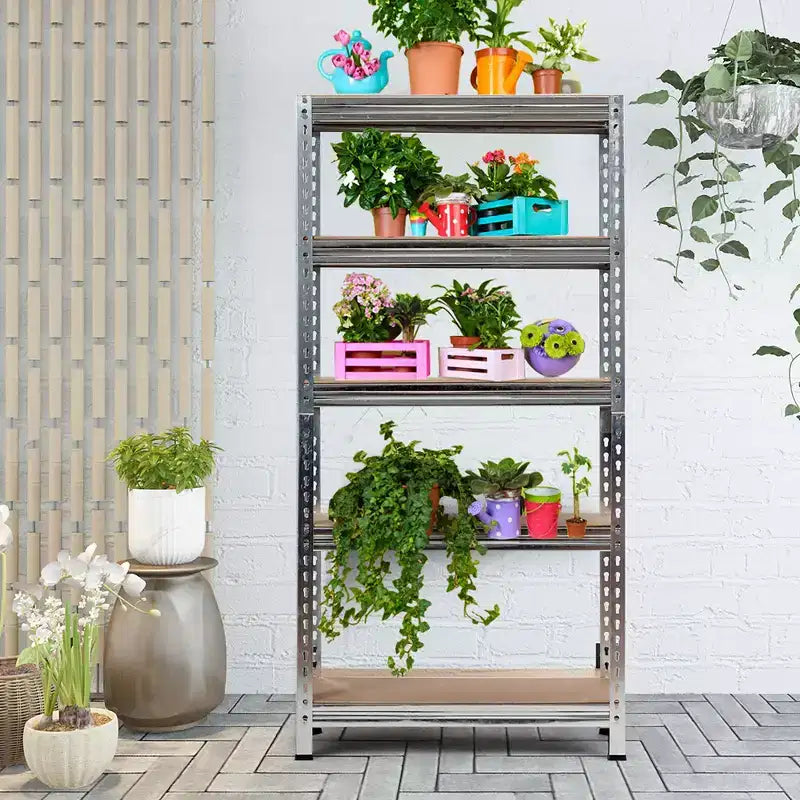 Costway 5-Tier Metal Storage Shelves 60'' Garage Rack W/Adjustable Shelves