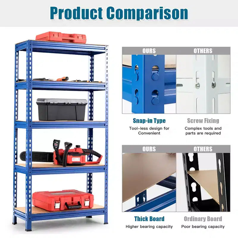 Costway 5-Tier Metal Storage Shelves 60'' Garage Rack W/Adjustable Shelves
