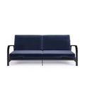 RealRooms Karli Black Metal Arm Futon Frame with 6 Blue Mattress and extra Black Slipcover