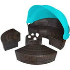 Costway Rattan-Tagesbett für die Terrasse mit Polsterung, verstellbarer Tischplatte und Sonnendach