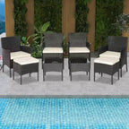 Costway 8PCS Patio Rattan Furniture Set Sofas Ottomans Cushioned Table Free Combination