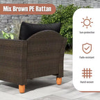 Ensemble de canapé de terrasse en rotin tressé Costway 3 pièces, mobilier d’extérieur en acacia pour conversations
