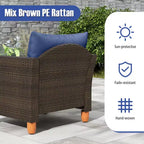 Ensemble de canapé de terrasse en rotin tressé Costway 3 pièces, mobilier d’extérieur en acacia pour conversations