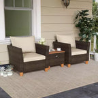 Costway 3PCS Patio Wicker Rattan Sofa Set Furniture Outdoor Acacia Wood Conversation