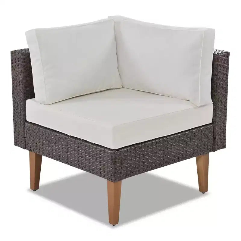 Set di divani da esterno in vimini, 4 pezzi, set di divani da patio a L con cuscini colorati - ModernLuxe