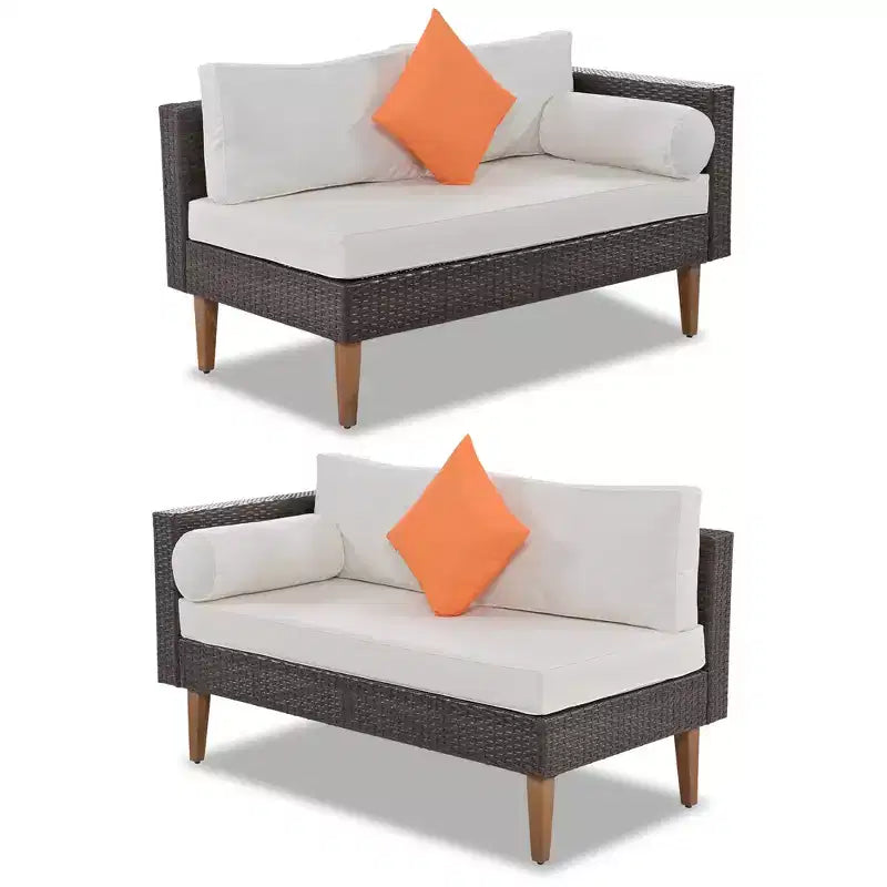Set di divani da esterno in vimini, 4 pezzi, set di divani da patio a L con cuscini colorati - ModernLuxe