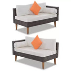 Set di divani da esterno in vimini, 4 pezzi, set di divani da patio a L con cuscini colorati - ModernLuxe